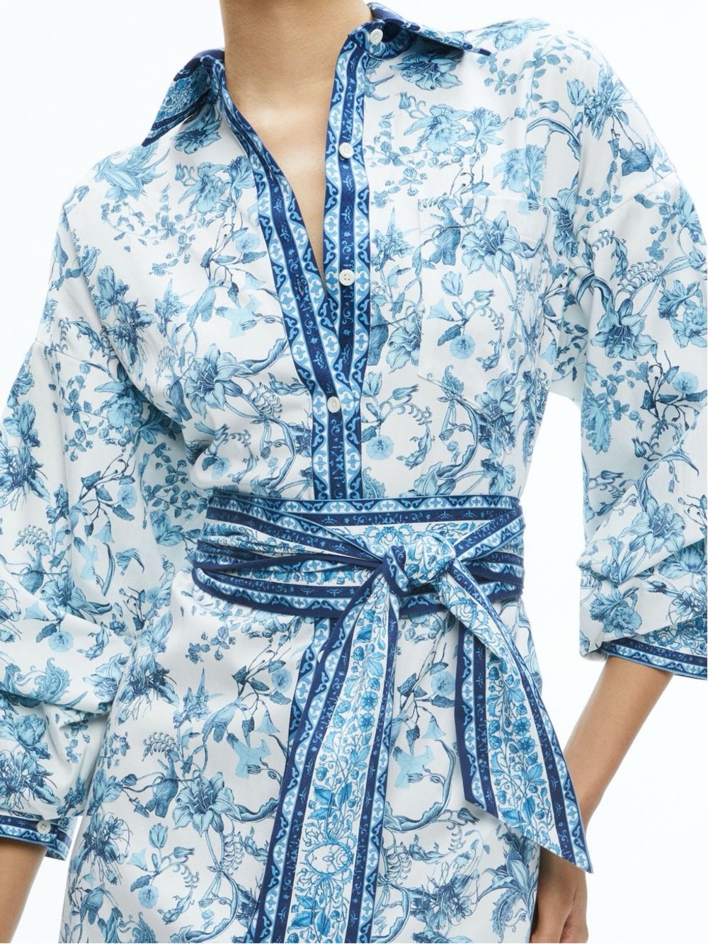 NWT Alice + Olivia Blue and White Floral Maxi Dress Size XS - Picture 2 of 11